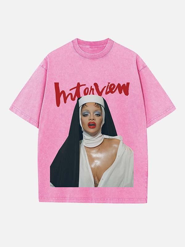 Rihanna Print Round Neck T-shirt