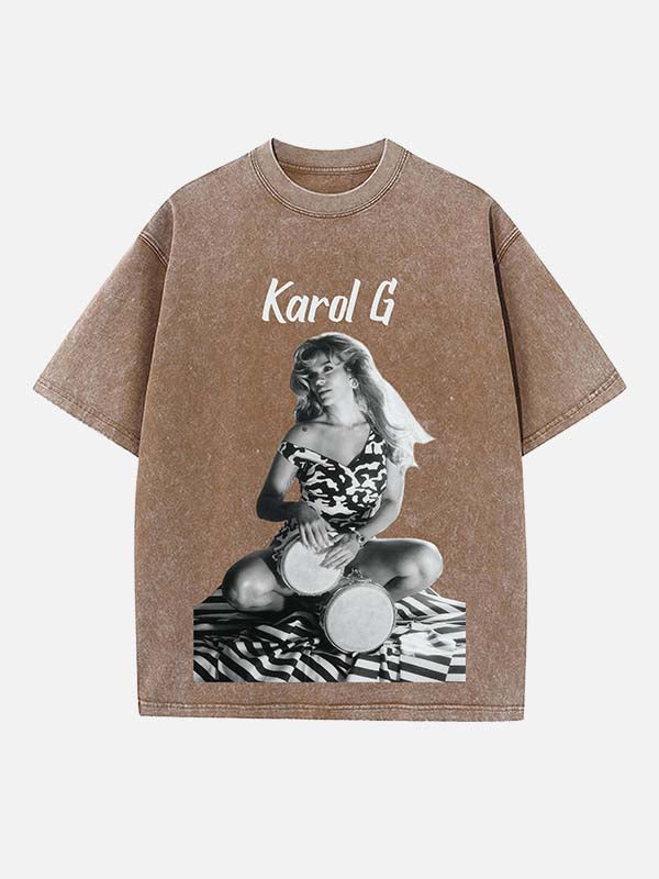 Karol G Print Round Neck T-shirt