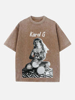 Karol G Print Round Neck T-shirt