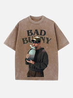 Bad Bunny Print Round Neck T-shirt