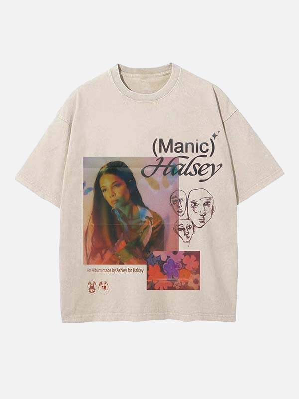 Halsey Print Round Neck T-shirt