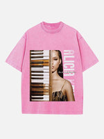 Alicia Keys Print Round Neck T-shirt