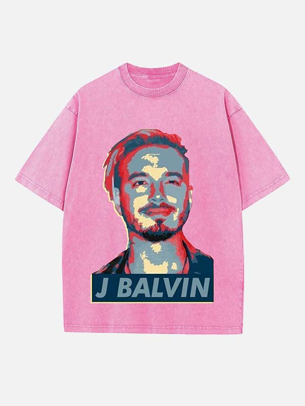 J Balvin Print Round Neck T-shirt
