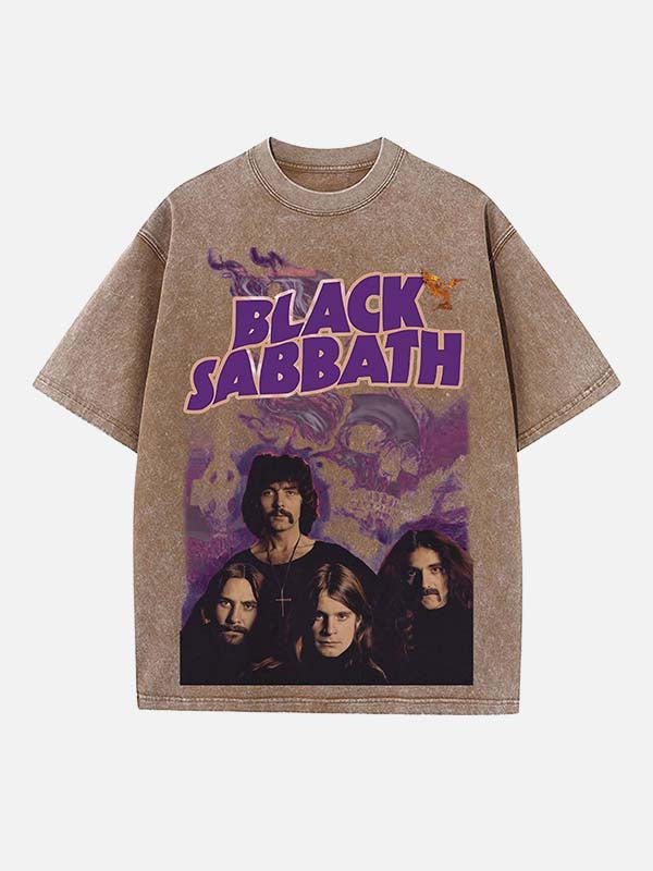 Black Sabbath Print Round Neck T-shirt