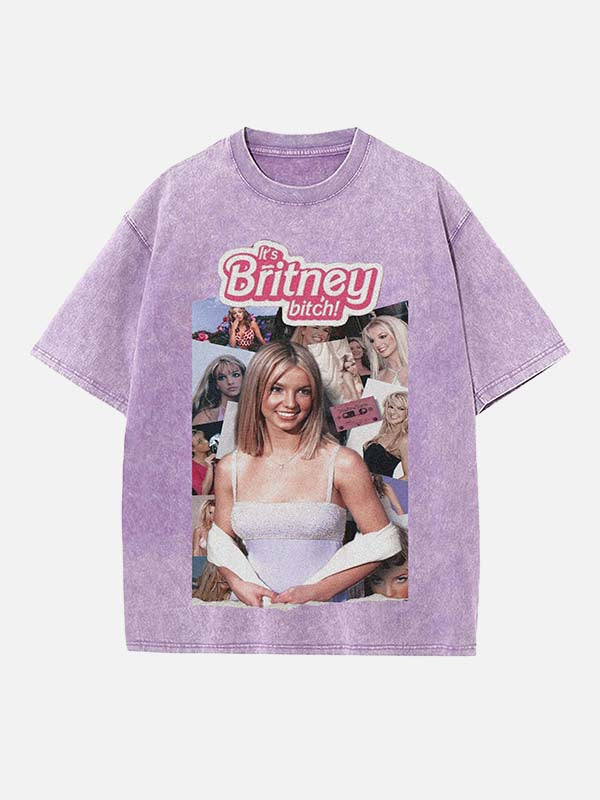 Britney Spears Print Round Neck T-shirt