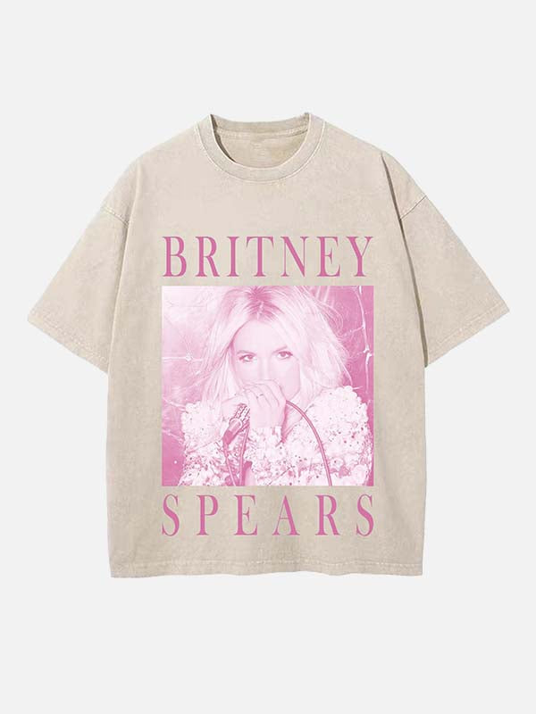 Britney Spears Print Round Neck T-shirt
