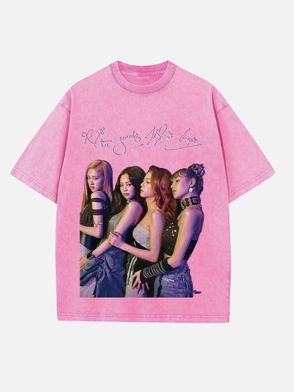 BLACKPINK Print Round Neck T-shirt