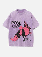 Bruno Mars & BLACKPINK Rosé Print Round Neck T-shirt