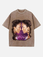 Jennifer Lopez Print Round Neck T-shirt