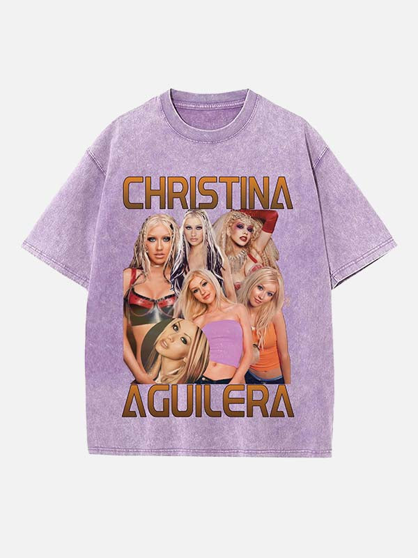 Christina Aguilera Print Round Neck T-shirt