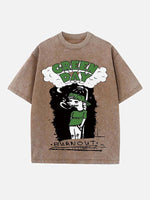 Green Day Print Round Neck T-shirt