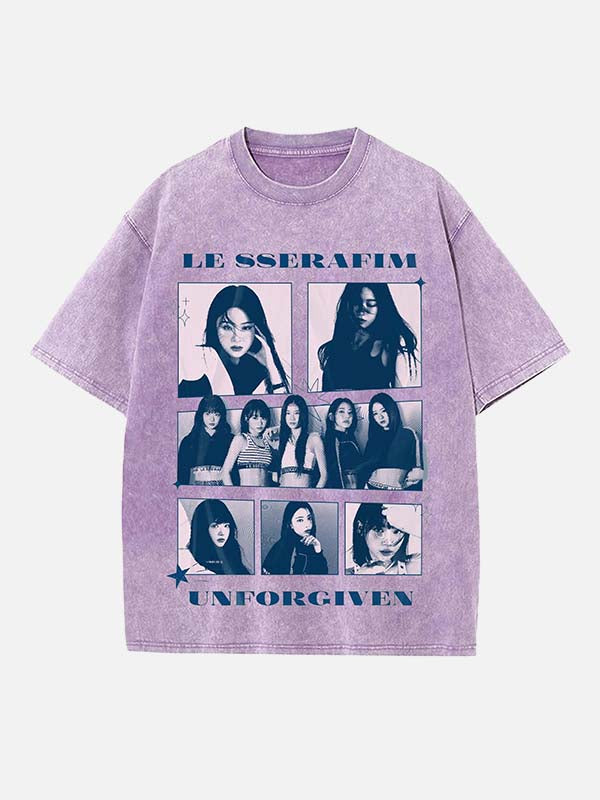 LE SSERAFIM Print Round Neck T-shirt