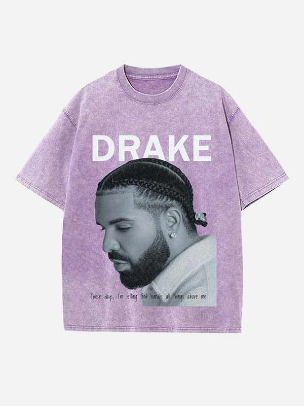 Drake Print Round Neck T-shirt
