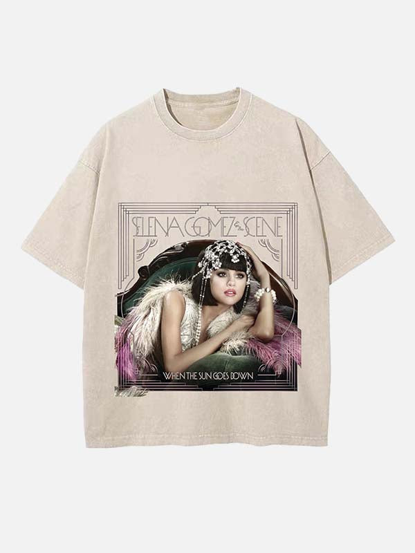 Selena Gomez Print Round Neck T-shirt