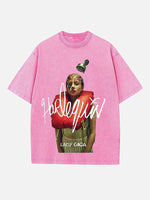 Lady Gaga Print Round Neck T-shirt