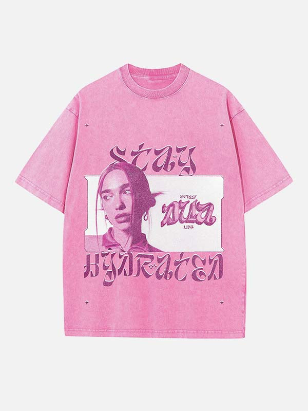 Dua Lipa Print Round Neck T-shirt