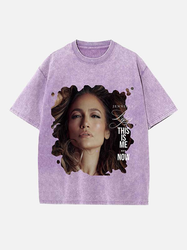 Jennifer Lopez Print Round Neck T-shirt