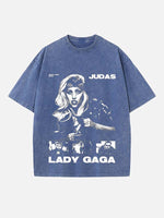 Lady Gaga Print Round Neck T-shirt