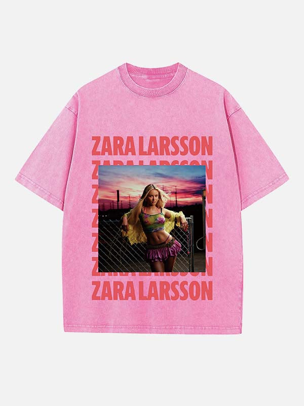 Zara Larsson Print Round Neck T-shirt