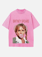 Britney Spears Print Round Neck T-shirt