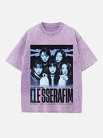LE SSERAFIM Print Round Neck T-shirt
