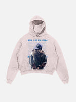 Billie Eilish Print Slant Pockets Hoodie
