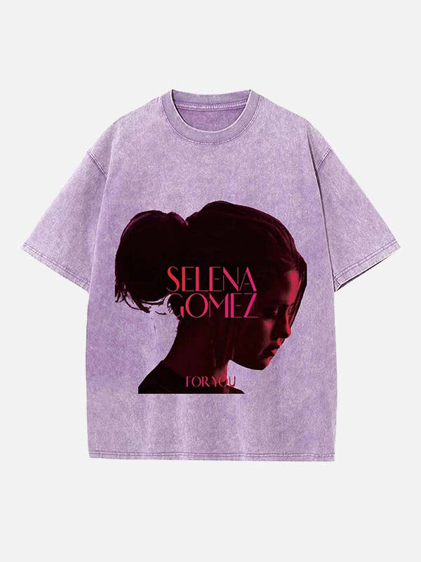 Selena Gomez Print Round Neck T-shirt