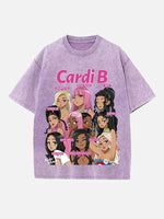 Cardi B Print Round Neck T-shirt