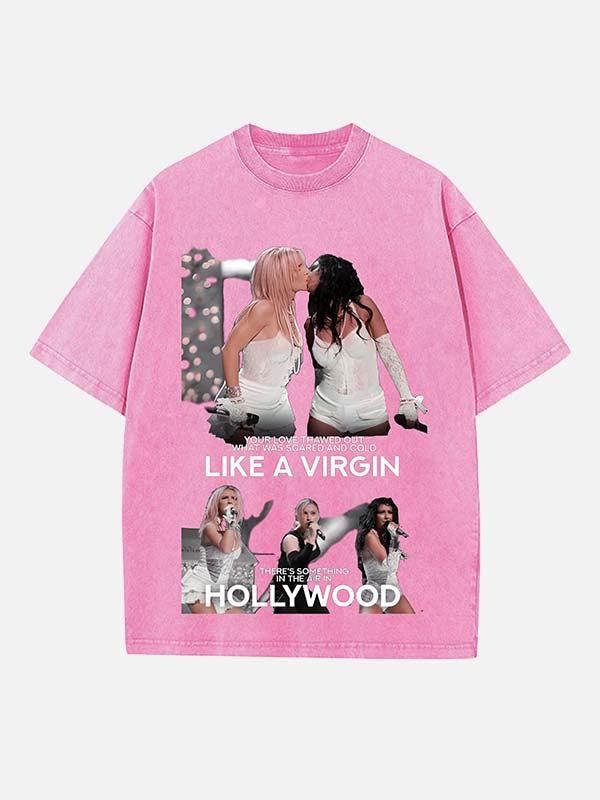 Britney Spears Print Round Neck T-shirt