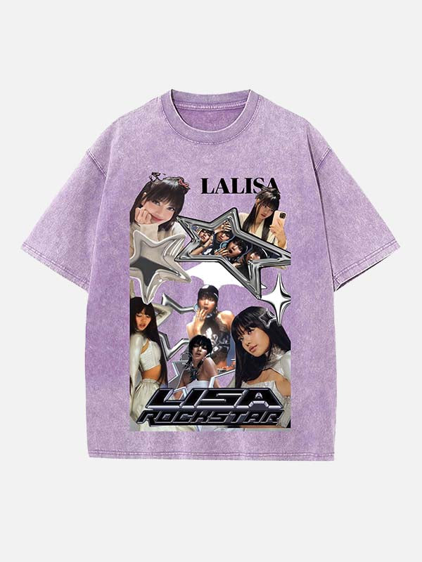 BLACKPINK Lisa Print Round Neck T-shirt