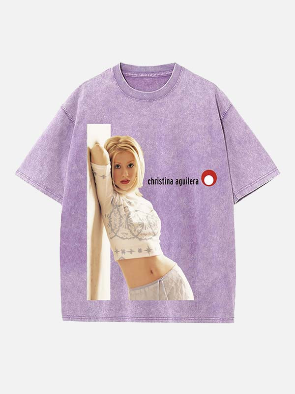 Christina Aguilera Print Round Neck T-shirt
