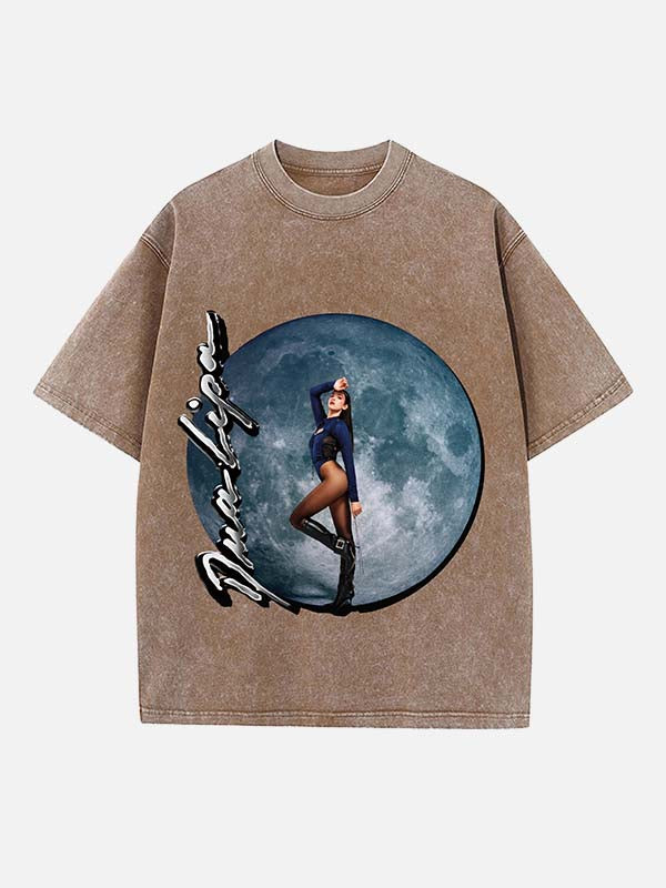 Dua Lipa Print Round Neck T-shirt