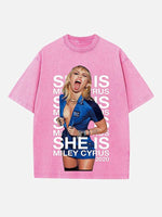 Miley Cyrus Print Round Neck T-shirt