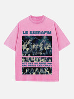 LE SSERAFIM Print Round Neck T-shirt