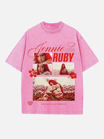 BLACKPINK Jennie Print Round Neck T-shirt