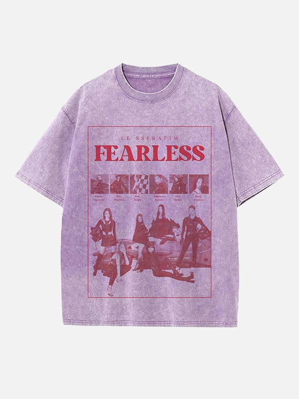 LE SSERAFIM Print Round Neck T-shirt