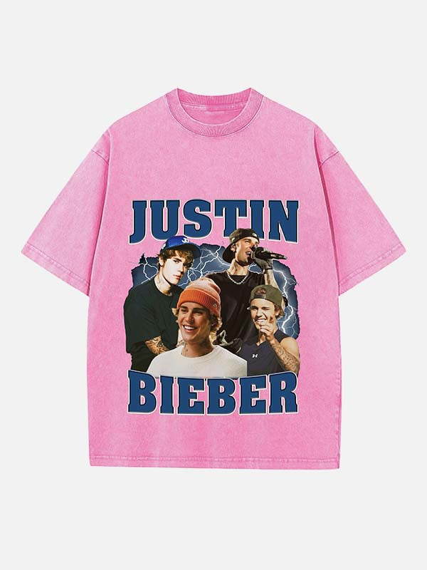 Justin Bieber Print Round Neck T-shirt