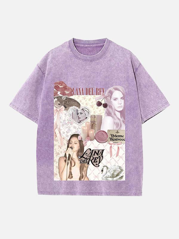 Lana Del Rey Print Round Neck T-shirt