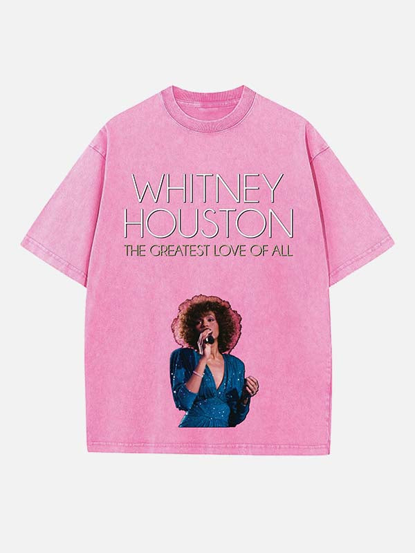 Whitney Houston Print Round Neck T-shirt
