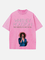 Whitney Houston Print Round Neck T-shirt