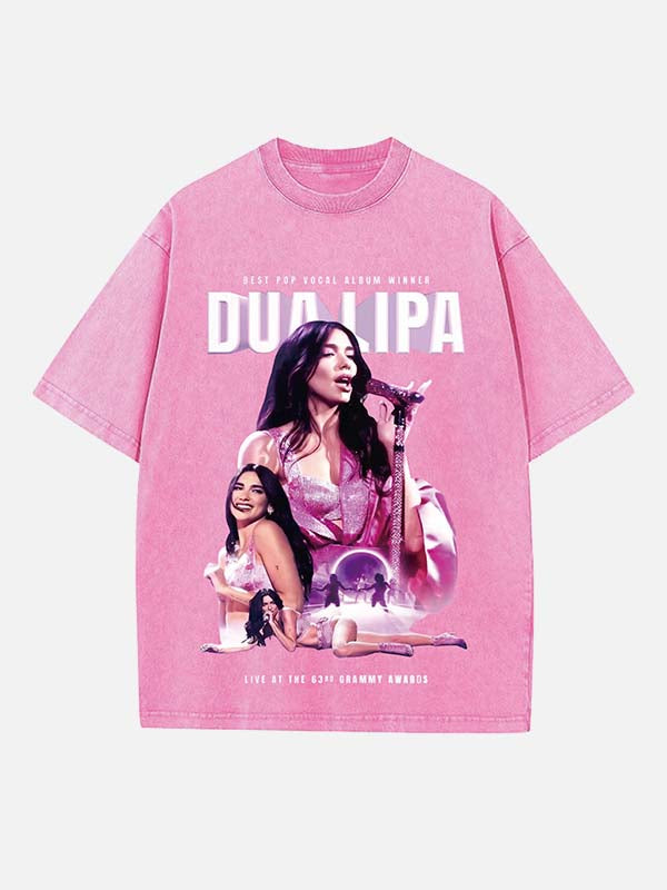 Dua Lipa Print Round Neck T-shirt