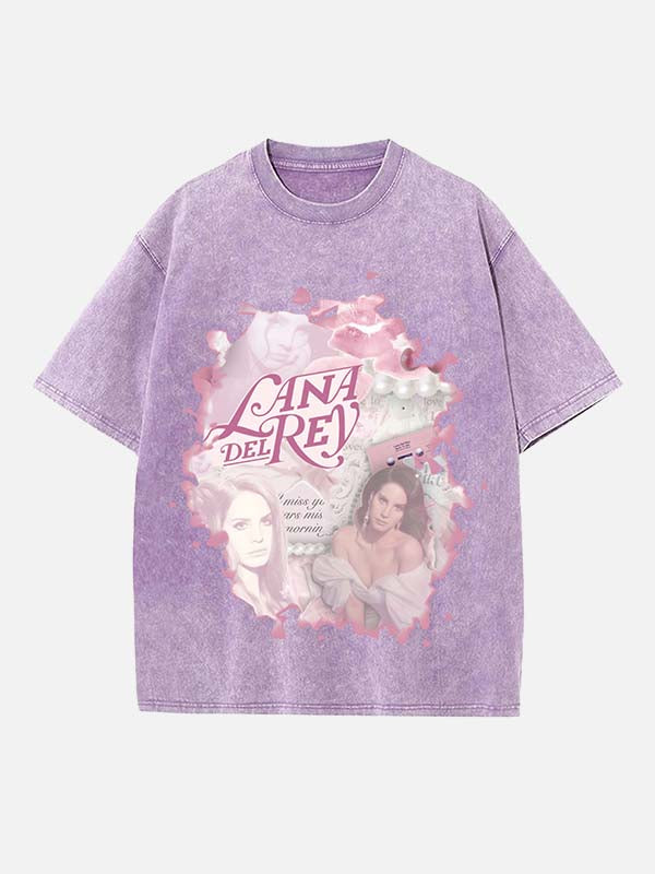 Lana Del Rey Print Round Neck T-shirt