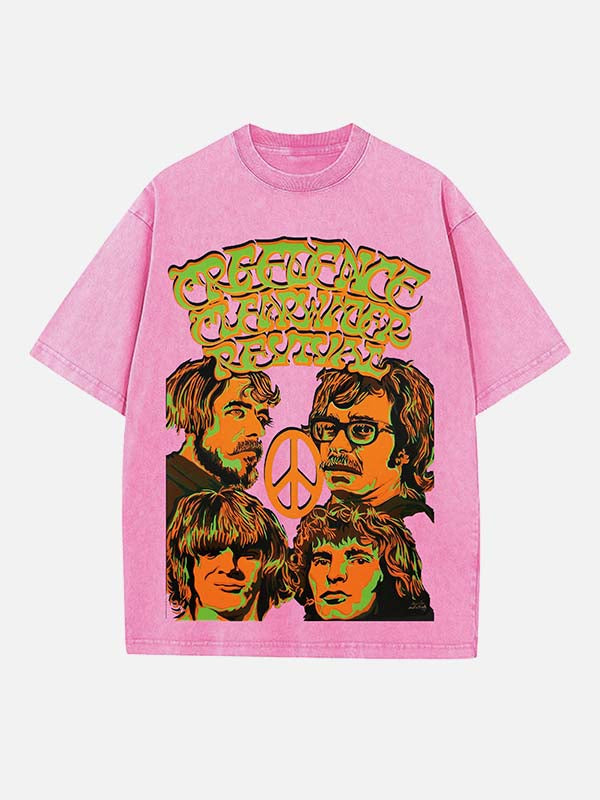 Creedence Clearwater Revival Print Round Neck T-shirt