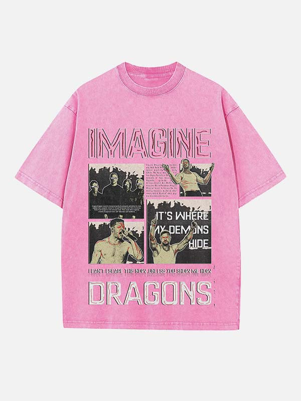 Imagine Dragons Print Round Neck T-shirt