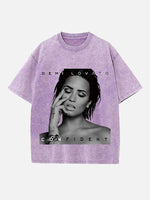 Demi Lovato Print Round Neck T-shirt