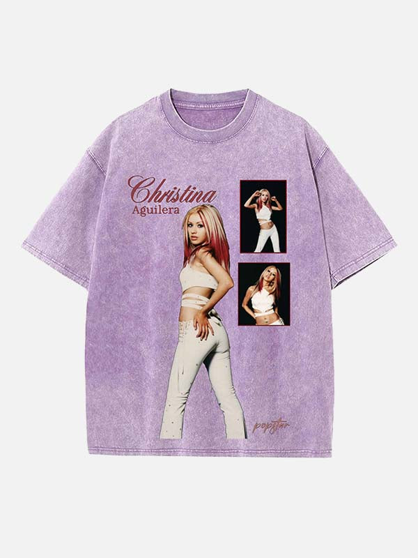 Christina Aguilera Print Round Neck T-shirt