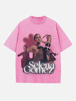 Selena Gomez Print Round Neck T-shirt