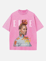 Alicia Keys Print Round Neck T-shirt