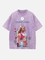 Britney Spears Print Round Neck T-shirt