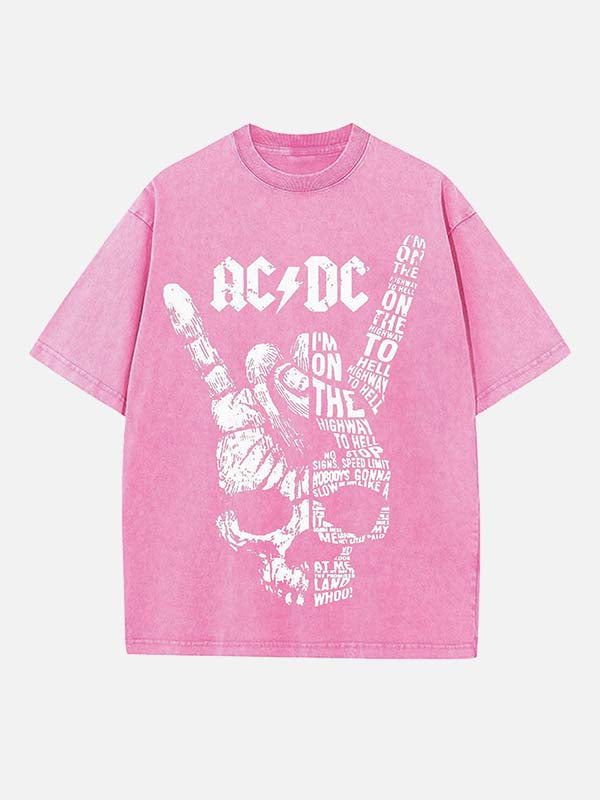 AC/DC Print Round Neck T-shirt